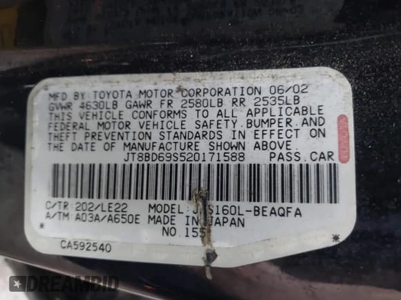 ✅ 2002 Lexus GS 300 • VIN: JT8BD69S520171588 • Lot: 42882952. Wystawiony na IAAI z przebiegiem 189 215 mil. Bezpłatny archiwum sprzedaży aukcyjnych z USA i szczegółowy raport historii pojazdu na DreamBid. Zdjęcie 9.