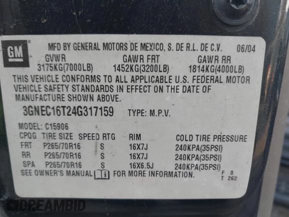 ✅ 2004 Chevrolet Suburban LT • VIN: 3GNEC16T24G317159 • Лот: 41454418. Опубликован ранее на IAAI с пробегом 201 016 миль. Бесплатный доступ к архиву аукционных продаж из США и подробный отчёт об истории автомобиля на DreamBid. Изображение 9.