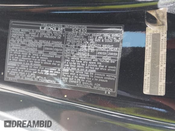 ✅ 2004 Lexus SC 430 • VIN: JTHFN48Y340049520 • Lot: 42643447. Wystawiony na IAAI z przebiegiem 84 488 mil. Bezpłatny archiwum sprzedaży aukcyjnych z USA i szczegółowy raport historii pojazdu na DreamBid. Zdjęcie 9.