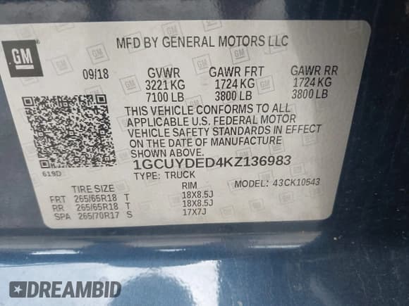 ✅ 2019 Chevrolet Silverado 1500 LT • VIN: 1GCUYDED4KZ136983 • Lot: 43057619. Wystawiony na IAAI z przebiegiem 91 824 mil. Bezpłatny archiwum sprzedaży aukcyjnych z USA i szczegółowy raport historii pojazdu na DreamBid. Zdjęcie 9.