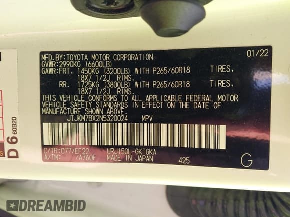 ✅ 2022 Lexus GX 460 • VIN: JTJKM7BX2N5320024 • Lot: 43440335. Wystawiony na IAAI z przebiegiem 26 128 mil. Bezpłatny archiwum sprzedaży aukcyjnych z USA i szczegółowy raport historii pojazdu na DreamBid. Zdjęcie 9.