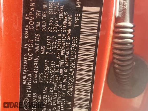 ✅ 2019 Hyundai Kona SEL • VIN: KM8K2CAA2KU237995 • Lot: 47663424. Listed on Copart with 29,088 mi. Free auction sales archive from the USA and detailed vehicle history report at DreamBid. Image 13.