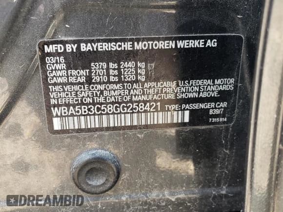 ✅ 2016 BMW 5 Series 535i xDrive • VIN: WBA5B3C58GG258421 • Lot: 80788605. Wystawiony na Copart z przebiegiem 75 901 mil. Bezpłatny archiwum sprzedaży aukcyjnych z USA i szczegółowy raport historii pojazdu na DreamBid. Zdjęcie 13.