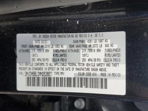 ✅ 2021 Mazda CX-30 Select • VIN: 3MVDMBBL0MM253667 • Лот: 85105845. Опубликован ранее на Copart с пробегом 95 348 миль. Бесплатный доступ к архиву аукционных продаж из США и подробный отчёт об истории автомобиля на DreamBid. Изображение 13.