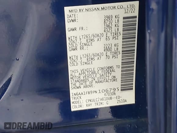 ✅ 2023 Nissan Titan Pro-4X • VIN: 1N6AA1FB9PN106795 • Lot: 41987240. Wystawiony na IAAI z przebiegiem 38 107 mil. Bezpłatny archiwum sprzedaży aukcyjnych z USA i szczegółowy raport historii pojazdu na DreamBid. Zdjęcie 9.