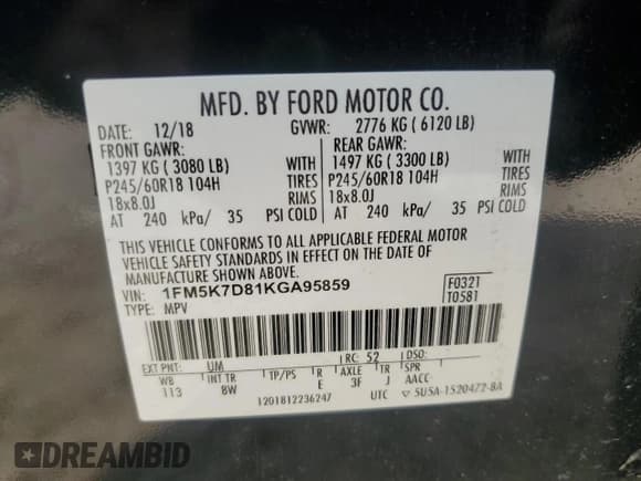 ✅ 2019 Ford Explorer XLT • VIN: 1FM5K7D81KGA95859 • Lot: 89796045. Wystawiony na Copart z przebiegiem 54 455 mil. Bezpłatny archiwum sprzedaży aukcyjnych z USA i szczegółowy raport historii pojazdu na DreamBid. Zdjęcie 14.