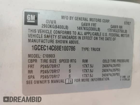 2008 Chevrolet Silverado 1500 Work Truck with VIN 1GCEC14C68E100786, listed as a Copart auction lot 61038145 with 165,357 mi miles and Clean title. Bid and sale history available at DreamBid. Image 12.