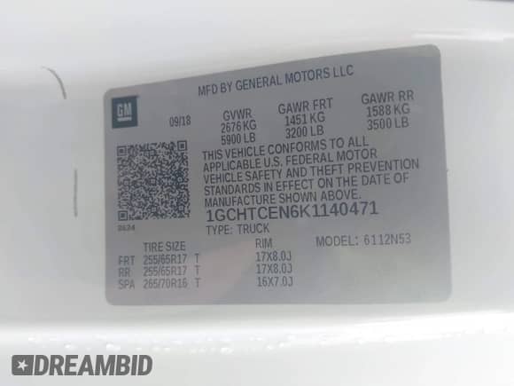 2019 Chevrolet Colorado 4WD LT с VIN 1GCHTCEN6K1140471, выставлен на аукционе IAAI как лот 41099674 с пробегом 139 141 миль миль и . История ставок и продаж доступна на DreamBid. Изображение 9.