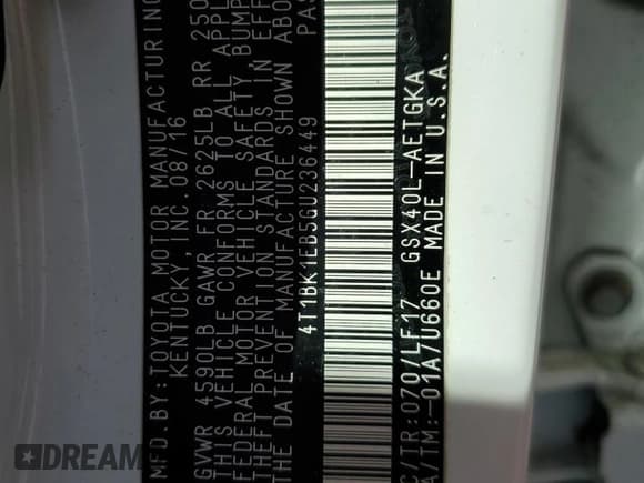 ✅ 2016 Toyota Avalon XLE Plus • VIN: 4T1BK1EB5GU236449 • Лот: 86220725. Опубликован ранее на Copart с пробегом 52 599 миль. Бесплатный доступ к архиву аукционных продаж из США и подробный отчёт об истории автомобиля на DreamBid. Изображение 12.