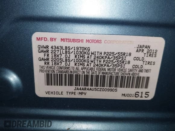 ✅ 2012 Mitsubishi Outlander SE • VIN: JA4AR4AU5CZ009905 • Lot: 43625927. Wystawiony na IAAI z przebiegiem 122 310 mil. Bezpłatny archiwum sprzedaży aukcyjnych z USA i szczegółowy raport historii pojazdu na DreamBid. Zdjęcie 9.