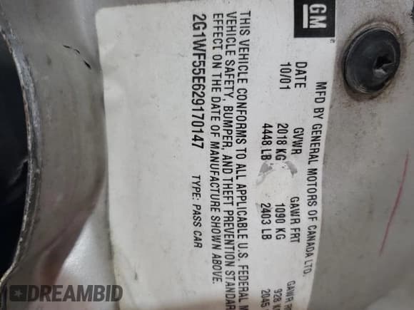 ✅ 2002 Chevrolet Impala • VIN: 2G1WF55E629170147 • Lot: 47491255. Wystawiony na Copart z przebiegiem 296 063 mil. Bezpłatny archiwum sprzedaży aukcyjnych z USA i szczegółowy raport historii pojazdu na DreamBid. Zdjęcie 12.