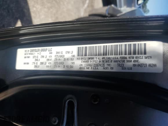 ✅ 2013 Ram 1500 Lone Star • VIN: 1C6RR6GT2DS674135 • Lot: 86326235. Listed on Copart with 122,944 mi. Free auction sales archive from the USA and detailed vehicle history report at DreamBid. Image 12.