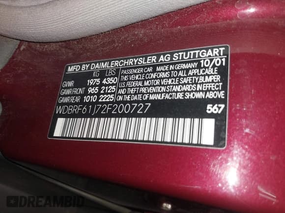 ✅ 2002 Mercedes-Benz C 230/260/280/320 • VIN: WDBRF61J72F200727 • Lot: 42108046. Wystawiony na IAAI z przebiegiem Nie podano. Bezpłatny archiwum sprzedaży aukcyjnych z USA i szczegółowy raport historii pojazdu na DreamBid. Zdjęcie 9.