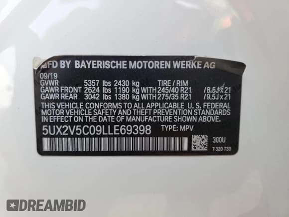 ✅ 2020 BMW X4 M40i • VIN: 5UX2V5C09LLE69398 • Lot: 80603445. Listed on Copart with 47,998 mi. Free auction sales archive from the USA and detailed vehicle history report at DreamBid. Image 13.