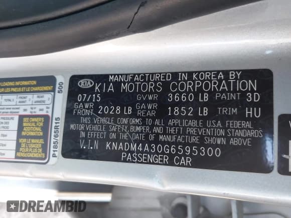 ✅ 2016 Kia Rio LX • VIN: KNADM4A30G6595300 • Lot: 43335694. Wystawiony na IAAI z przebiegiem 128 798 mil. Bezpłatny archiwum sprzedaży aukcyjnych z USA i szczegółowy raport historii pojazdu na DreamBid. Zdjęcie 9.