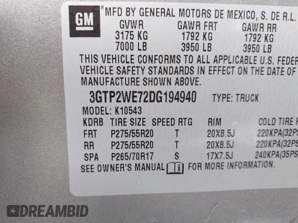 ✅ 2013 GMC Sierra 1500 SLT • VIN: 3GTP2WE72DG194940 • Lot: 43170172. Listed on IAAI with 190,690 mi. Free auction sales archive from the USA and detailed vehicle history report at DreamBid. Image 9.