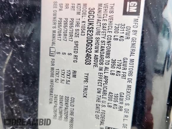 ✅ 2013 Chevrolet Silverado 1500 LT • VIN: 3GCUKSE20DG324603 • Lot: 60695095. Listed on Copart with 5,888 mi. Free auction sales archive from the USA and detailed vehicle history report at DreamBid. Image 12.