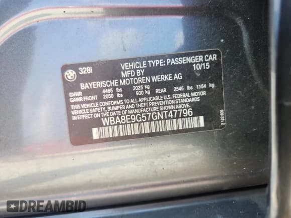 ✅ 2016 BMW 3 Series 328i • VIN: WBA8E9G57GNT47796 • Lot: 82043205. Wystawiony na Copart z przebiegiem 95 958 mil. Bezpłatny archiwum sprzedaży aukcyjnych z USA i szczegółowy raport historii pojazdu na DreamBid. Zdjęcie 13.