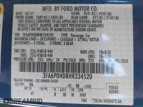 ✅ 2017 Ford Fusion SE • VIN: 3FA6P0HD8HR334520 • Lot: 43700254. Wystawiony na IAAI z przebiegiem 191 709 mil. Bezpłatny archiwum sprzedaży aukcyjnych z USA i szczegółowy raport historii pojazdu na DreamBid. Zdjęcie 9.