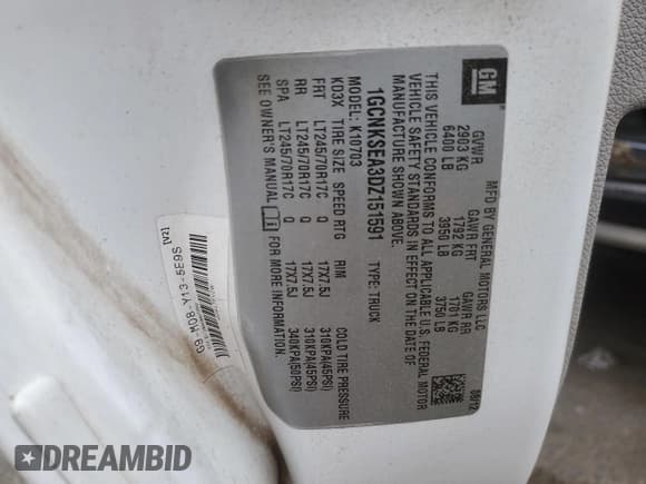 ✅ 2013 Chevrolet Silverado 1500 • VIN: 1GCNKSEA3DZ151591 • Lot: 61342625. Wystawiony na Copart z przebiegiem Nie podano. Bezpłatny archiwum sprzedaży aukcyjnych z USA i szczegółowy raport historii pojazdu na DreamBid. Zdjęcie 12.