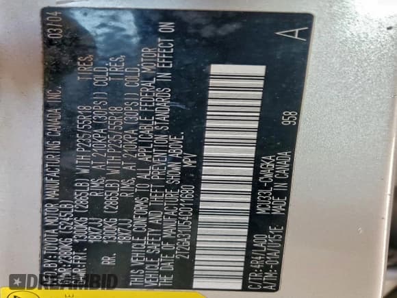 ✅ 2004 Lexus RX 330 • VIN: 2T2GA31U54C011680 • Lot: 94697855. Listed on Copart with 153,051 mi. Free auction sales archive from the USA and detailed vehicle history report at DreamBid. Image 13.