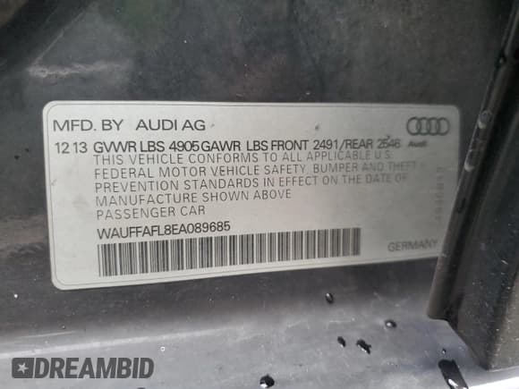 ✅ 2014 Audi A4 Premium Plus • VIN: WAUFFAFL8EA089685 • Лот: 92066165. Опубликован ранее на Copart с пробегом 142 768 миль. Бесплатный доступ к архиву аукционных продаж из США и подробный отчёт об истории автомобиля на DreamBid. Изображение 12.