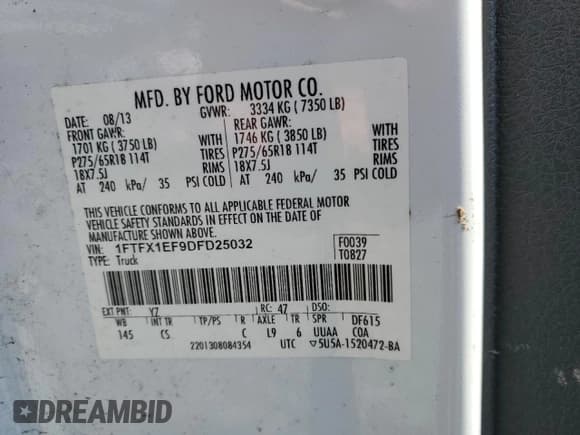 ✅ 2013 Ford F-150 XLT • VIN: 1FTFX1EF9DFD25032 • Лот: 89685025. Опубликован ранее на Copart с пробегом 129 394 миль. Бесплатный доступ к архиву аукционных продаж из США и подробный отчёт об истории автомобиля на DreamBid. Изображение 12.