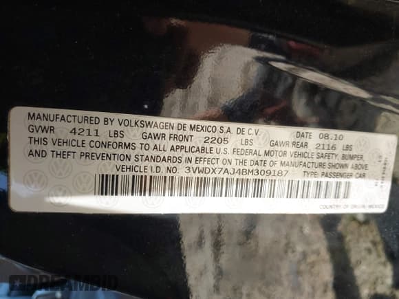 ✅ 2011 Volkswagen Jetta SE • VIN: 3VWDX7AJ4BM309187 • Lot: 43527811. Wystawiony na IAAI z przebiegiem 135 973 mil. Bezpłatny archiwum sprzedaży aukcyjnych z USA i szczegółowy raport historii pojazdu na DreamBid. Zdjęcie 9.