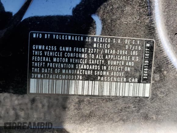 ✅ 2016 Volkswagen Golf GTI S • VIN: 3VW4T7AU4GM009176 • Lot: 72080425. Wystawiony na Copart z przebiegiem 83 329 mil. Bezpłatny archiwum sprzedaży aukcyjnych z USA i szczegółowy raport historii pojazdu na DreamBid. Zdjęcie 12.