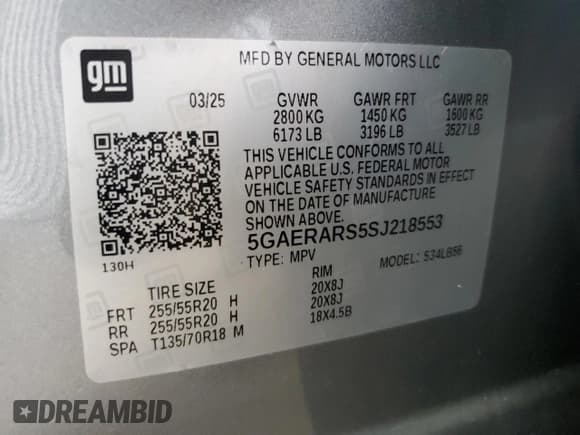 ✅ 2025 Buick Enclave Preferred • VIN: 5GAERARS5SJ218553 • Lot: 68999695. Listed on Copart with 13,109 mi. Free auction sales archive from the USA and detailed vehicle history report at DreamBid. Image 13.