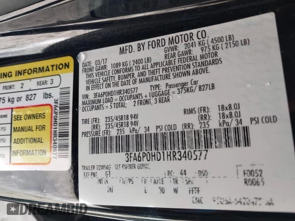 ✅ 2017 Ford Fusion SE • VIN: 3FA6P0HD1HR340577 • Lot: 43589233. Wystawiony na IAAI z przebiegiem 134 031 mil. Bezpłatny archiwum sprzedaży aukcyjnych z USA i szczegółowy raport historii pojazdu na DreamBid. Zdjęcie 9.