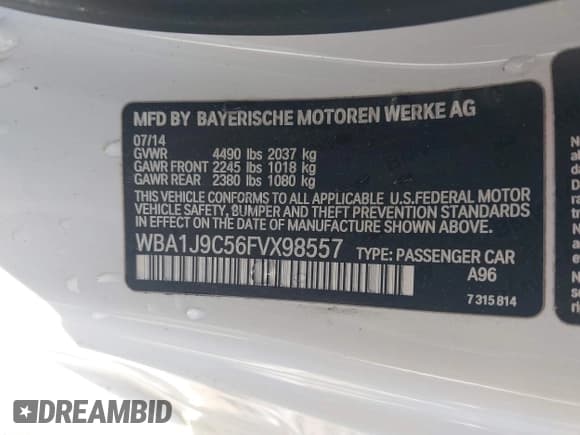 ✅ 2015 BMW 2 Series M235i xDrive • VIN: WBA1J9C56FVX98557 • Lot: 41235448. Listed on IAAI with 89,594 mi. Free auction sales archive from the USA and detailed vehicle history report at DreamBid. Image 9.