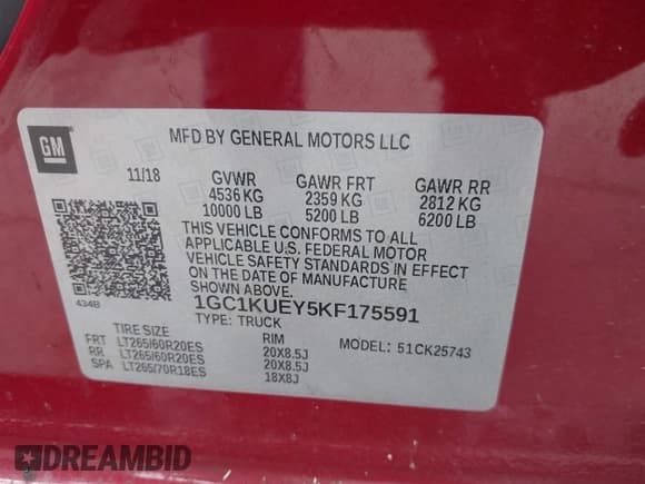 ✅ 2019 Chevrolet Silverado 2500HD High Country • VIN: 1GC1KUEY5KF175591 • Lot: 43425970. Wystawiony na IAAI z przebiegiem 76 195 mil. Bezpłatny archiwum sprzedaży aukcyjnych z USA i szczegółowy raport historii pojazdu na DreamBid. Zdjęcie 9.