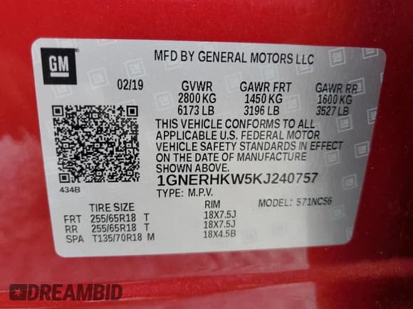 ✅ 2019 Chevrolet Traverse LT • VIN: 1GNERHKW5KJ240757 • Lot: 54717224. Wystawiony na Copart z przebiegiem 79 263 mil. Bezpłatny archiwum sprzedaży aukcyjnych z USA i szczegółowy raport historii pojazdu na DreamBid. Zdjęcie 14.