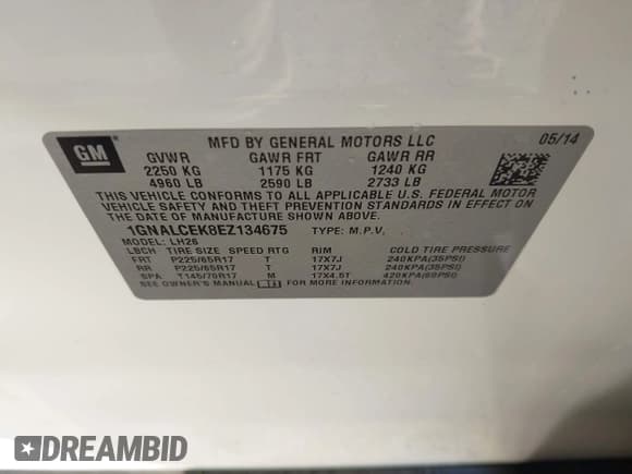 ✅ 2014 Chevrolet Equinox LT • VIN: 1GNALCEK8EZ134675 • Lot: 43300580. Wystawiony na IAAI z przebiegiem 182 839 mil. Bezpłatny archiwum sprzedaży aukcyjnych z USA i szczegółowy raport historii pojazdu na DreamBid. Zdjęcie 9.