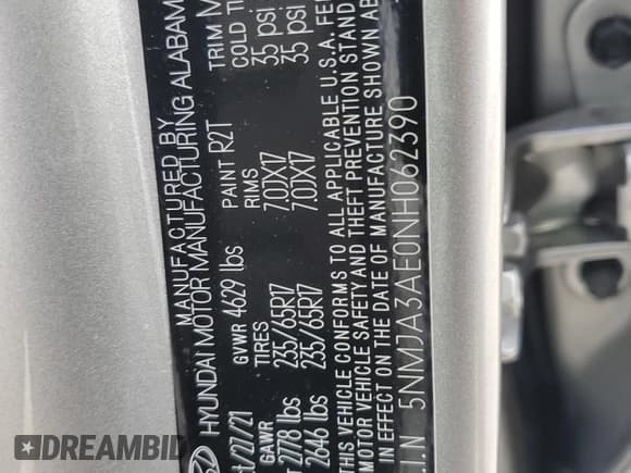 ✅ 2022 Hyundai Tucson SE • VIN: 5NMJA3AE0NH062390 • Lot: 70260264. Wystawiony na Copart z przebiegiem 284 563 mil. Bezpłatny archiwum sprzedaży aukcyjnych z USA i szczegółowy raport historii pojazdu na DreamBid. Zdjęcie 16.