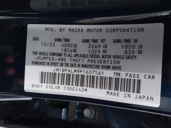 ✅ 2023 Mazda 3 S Preferred • VIN: JM1BPALM9P1607561 • Lot: 43486852. Listed on IAAI with 36,711 mi. Free auction sales archive from the USA and detailed vehicle history report at DreamBid. Image 9.