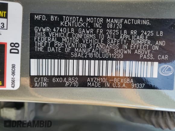 ✅ 2020 Lexus ES 300h Luxury • VIN: 58AE21B10LU011299 • Lot: 45677455. Wystawiony na Copart z przebiegiem 102 671 mil. Bezpłatny archiwum sprzedaży aukcyjnych z USA i szczegółowy raport historii pojazdu na DreamBid. Zdjęcie 13.