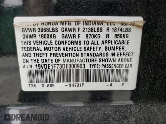 ✅ 2013 Acura ILX Technology • VIN: 19VDE1F73DE000903 • Lot: 82367315. Wystawiony na Copart z przebiegiem 220 368 mil. Bezpłatny archiwum sprzedaży aukcyjnych z USA i szczegółowy raport historii pojazdu na DreamBid. Zdjęcie 12.