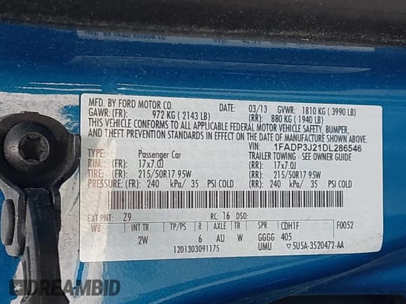 ✅ 2013 Ford Focus Titanium • VIN: 1FADP3J21DL286546 • Лот: 43499137. Опубликован ранее на IAAI с пробегом 76 449 миль. Бесплатный доступ к архиву аукционных продаж из США и подробный отчёт об истории автомобиля на DreamBid. Изображение 9.