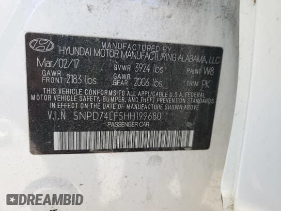 ✅ 2017 Hyundai Elantra SE • VIN: 5NPD74LF5HH199680 • Lot: 86409845. Listed on Copart with 80,223 mi. Free auction sales archive from the USA and detailed vehicle history report at DreamBid. Image 12.