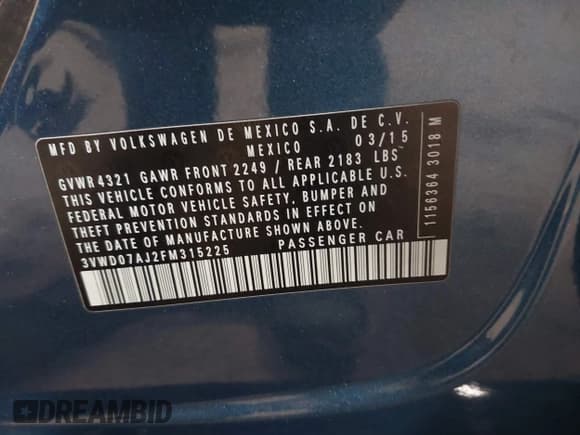 ✅ 2015 Volkswagen Jetta SE • VIN: 3VWD07AJ2FM315225 • Лот: 41929278. Опубликован ранее на IAAI с пробегом 127 240 миль. Бесплатный доступ к архиву аукционных продаж из США и подробный отчёт об истории автомобиля на DreamBid. Изображение 9.