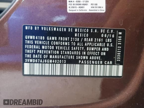 ✅ 2016 Volkswagen Jetta SE • VIN: 3VWD67AJ6GM402013 • Lot: 82709645. Listed on Copart with 88,871 mi. Free auction sales archive from the USA and detailed vehicle history report at DreamBid. Image 13.