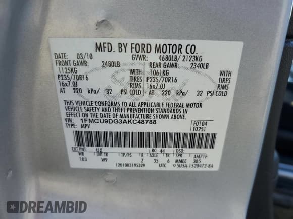 ✅ 2010 Ford Escape XLT • VIN: 1FMCU9DG3AKC48788 • Лот: 90807195. Опубликован ранее на Copart с пробегом 245 767 миль. Бесплатный доступ к архиву аукционных продаж из США и подробный отчёт об истории автомобиля на DreamBid. Изображение 14.