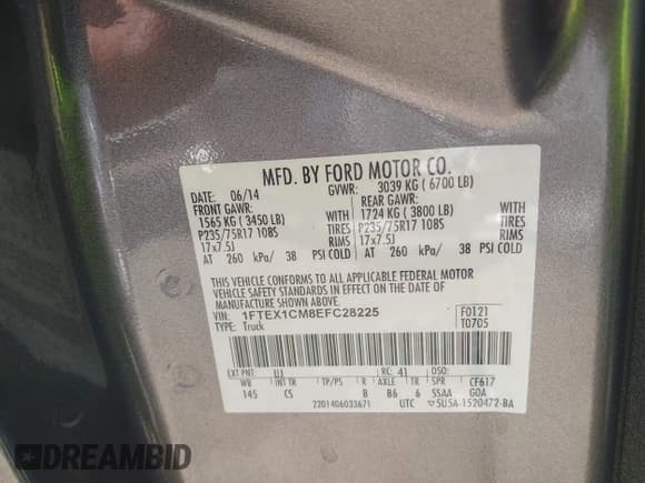 ✅ 2014 Ford F-150 XLT • VIN: 1FTEX1CM8EFC28225 • Lot: 43349322. Listed on IAAI with 56,603 mi. Free auction sales archive from the USA and detailed vehicle history report at DreamBid. Image 9.