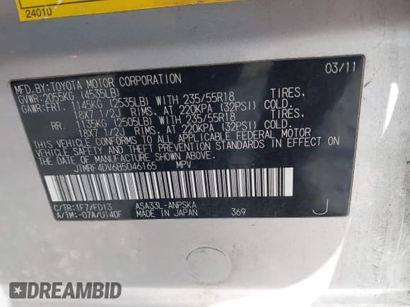 ✅ 2011 Toyota RAV4 Sport • VIN: JTMRF4DV6B5046165 • Lot: 41165852. Wystawiony na IAAI z przebiegiem 90 250 mil. Bezpłatny archiwum sprzedaży aukcyjnych z USA i szczegółowy raport historii pojazdu na DreamBid. Zdjęcie 9.