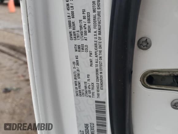 ✅ 2023 Ram 2500 Tradesman • VIN: 3C6UR5CL4PG503456 • Лот: 70828335. Опубликован ранее на Copart с пробегом 55 416 миль. Бесплатный доступ к архиву аукционных продаж из США и подробный отчёт об истории автомобиля на DreamBid. Изображение 12.