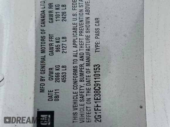 ✅ 2012 Chevrolet Camaro 1LT • VIN: 2G1FF1E38C9110153 • Lot: 90361205. Listed on Copart with 179,861 mi. Free auction sales archive from the USA and detailed vehicle history report at DreamBid. Image 13.