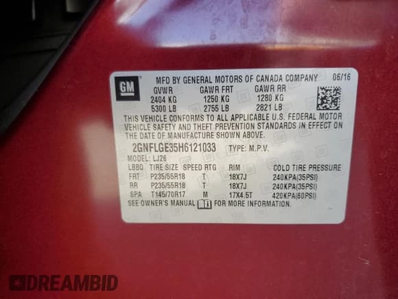 ✅ 2017 Chevrolet Equinox Premier • VIN: 2GNFLGE35H6121033 • Лот: 72181434. Опубликован ранее на Copart с пробегом 73 555 миль. Бесплатный доступ к архиву аукционных продаж из США и подробный отчёт об истории автомобиля на DreamBid. Изображение 13.