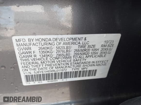 ✅ 2024 Acura MDX w/A-Spec Package • VIN: 5J8YE1H0XRL011972 • Lot: 43257297. Wystawiony na IAAI z przebiegiem 24 244 mil. Bezpłatny archiwum sprzedaży aukcyjnych z USA i szczegółowy raport historii pojazdu na DreamBid. Zdjęcie 9.